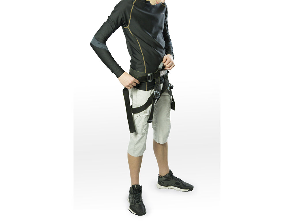 Man wearing Zip Line Gear Harness