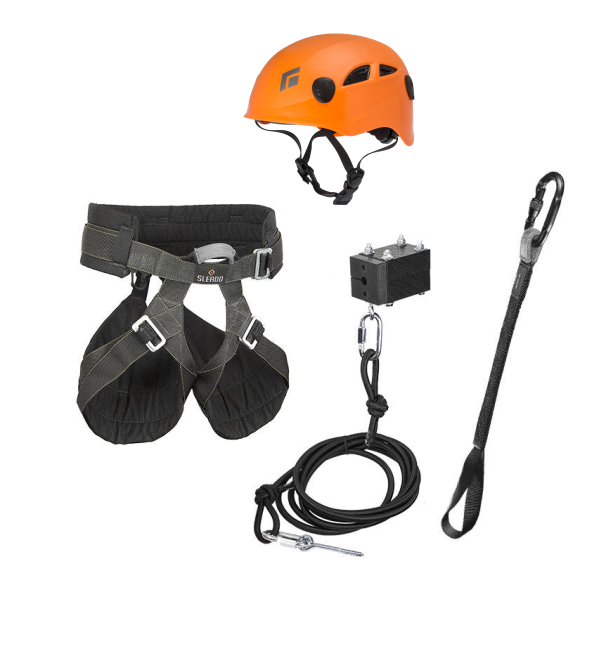 Deluxe Rider Package - Harness, Bungee Brake, Lanyard and Carabiner, Helmet 